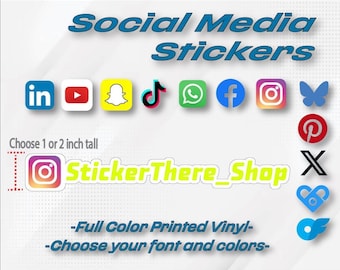 Personalized Social Media Stickers: Full Color Vinyl Decals (2 Sizes)