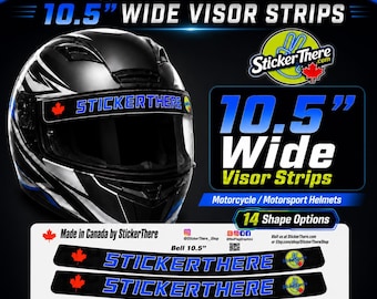 10.5" Motorcycle Helmet Visor Strips customized Vinyl Stickers with any colors logos text and graphics