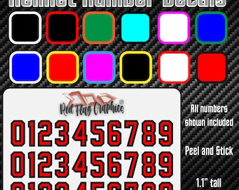 Helmet Number Sticker Sheets for Sports Teams featuring Custom Colors to match your team