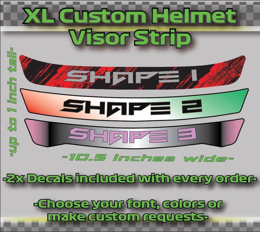 Custom Motorcycle Helmet Visor Stickers: XL Vinyl Strips (2x Included ...