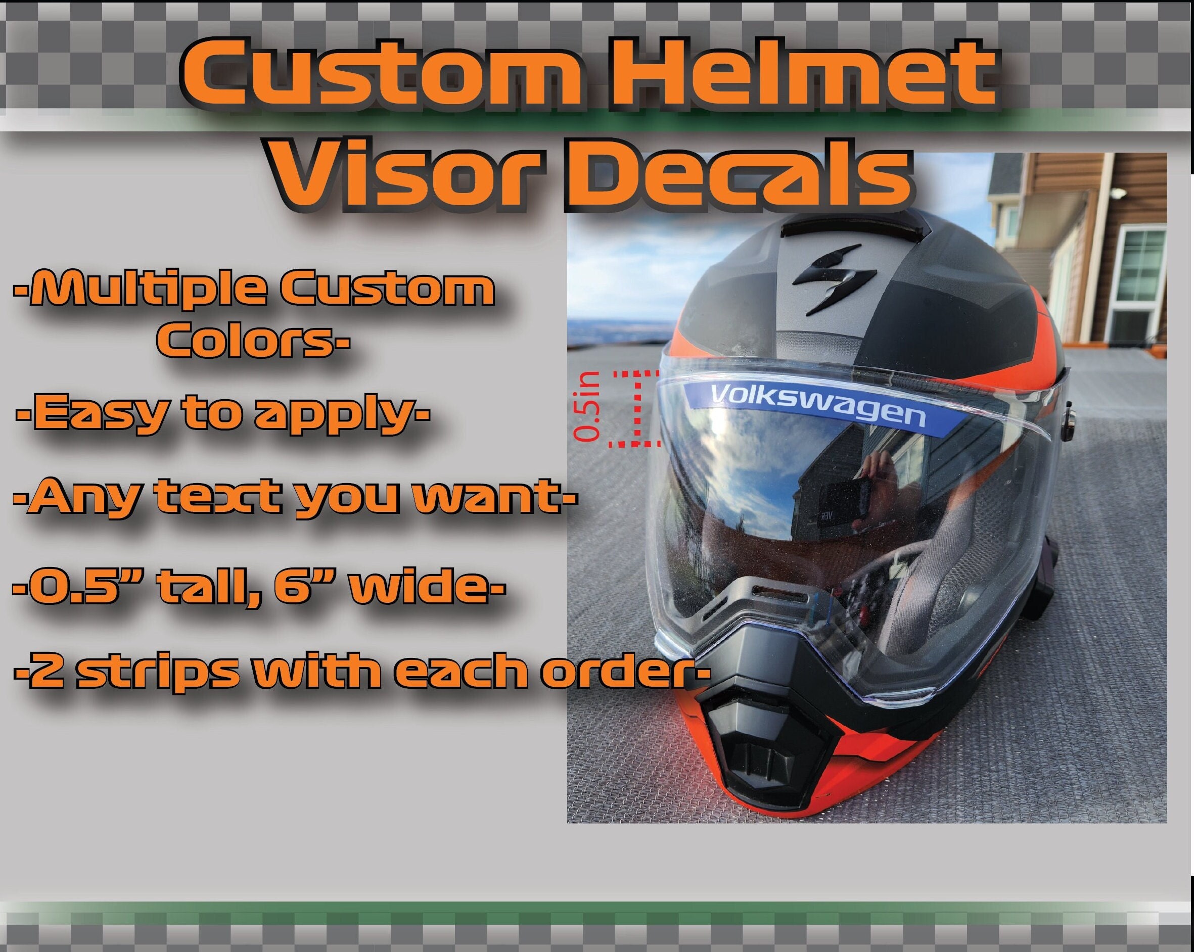 2x Helmet Visor Strip Sticker for Motorcycle Helmets Sun Visor or