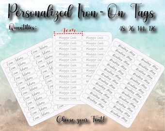 Etiquetas de nombre termoadhesivas para ropa y telas para niños y guarderías.