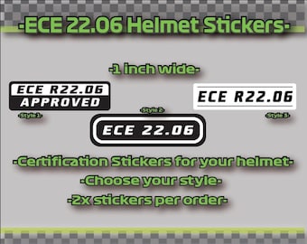 ECE Motorcycle Helmet Stickers for crash helmets sold in a set of 2 OEM size and appearance