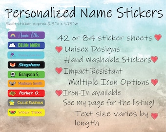 Personalized Daycare Name Labels, Kid Name Labels for Schools Dayhomes Trips