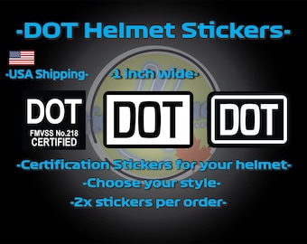 2x DOT Motorcycle Helmet Stickers for crash Helmet Safety Certification original size and appearance