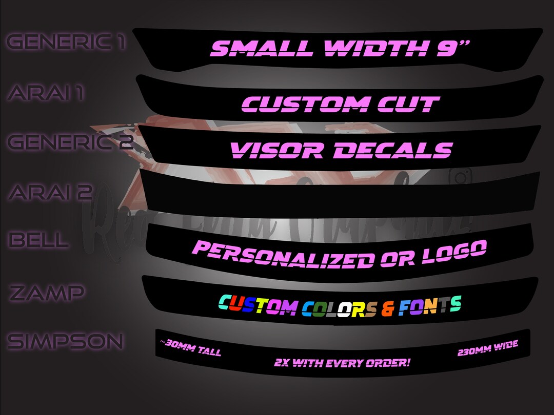 2 Helmet Visor Stickers for Motorcycle Helmets, Sun Visor Strip, Custom