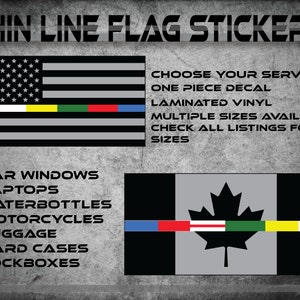 May include: Thin line flag stickers for car windows, laptops, water bottles, motorcycles, luggage, hard cases, and lockboxes. Choose your service, one piece decal, laminated vinyl, multiple sizes available, check all listings for sizes.