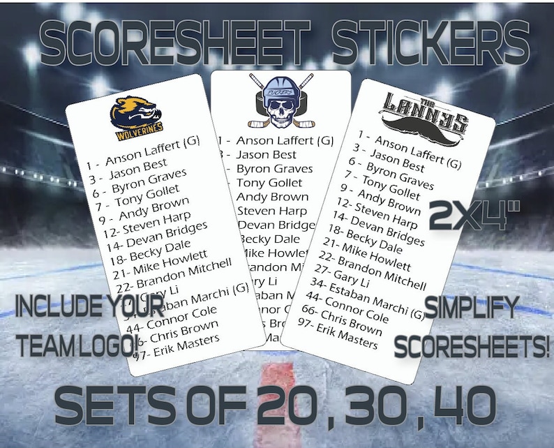 Custom Team Scoresheet Roster Labels and Stickers for Your Team Game ...
