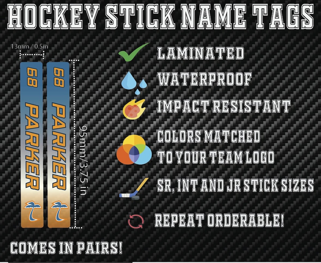 Personalized Hockey Stick Name Tags With Team Logos and Colors Etsy