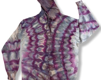 Large Purple Fanfold Ice Dye Tie Dye Hoodie