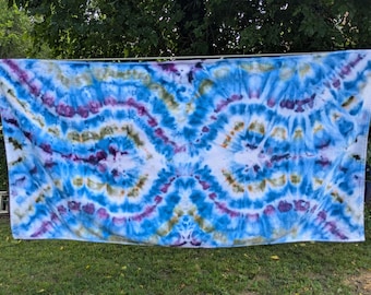 Blue Purple Tie Dye Beach Towel