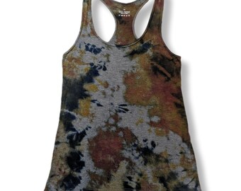 Medium Gray Ice Dye Tie Dye Racerback Tank
