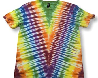 Large Rainbow V Tie Dye T Shirt