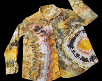 Medium Tie Dye H&M Linen Button Up Shirt