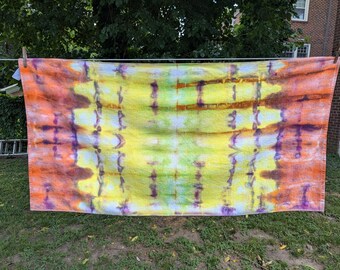Orange Yellow Tie Dye Beach Towel