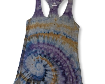 Large Gray Corner Spiral Tie Dye Tank
