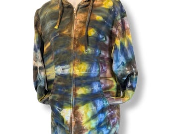 Small Zip Up Ice Dye Tie Dye Hoodie