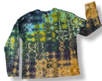 2X Green Glitch Ice Dye Long Sleeve Tie Dye
