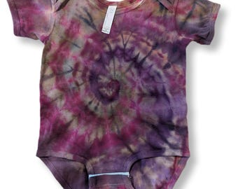 24M Purple Spiral Tie Dye Baby Onesie 100% Cotton Bodysuit