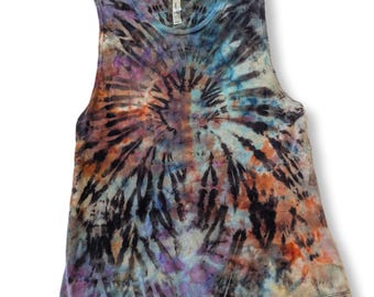 XL Spider Reverse Dyed Bella + Canvas Tie Dye Racerback Tank