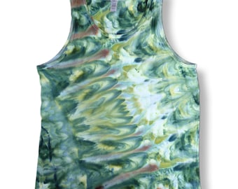 Large Sea Green Trails Gildan Cotton Tie Dye Tank