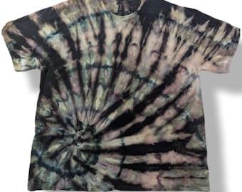 2XL Black Spiral Reverse Tie Dye T Shirt