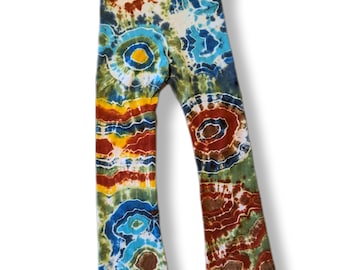 2X Geode Foldover Flared Tie Dye Yoga Pants