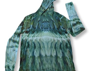 Large Green Cosmic Bamboo Tie Dye Outdoor Sun Shirt