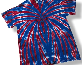Large Red Blue Spider Tie Dye T-Shirt