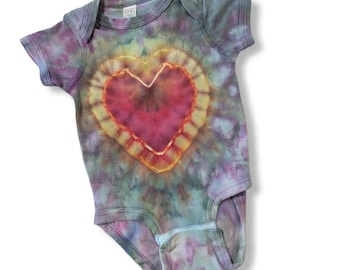 6 Month Rabbit Skins Heart Baby Tie Dye BodySuit/Tie Dye Baby Onesie