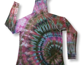 Large Spiral Ice Dye Bamboo Tie Dye Outdoor Sun Shirt