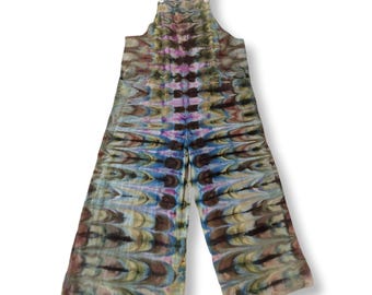 2X Peacock Ice Dye Linen Overalls