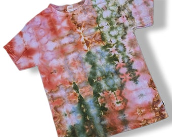 Medium Trippy Glitch Coral Green Ice Dye T-Shirt
