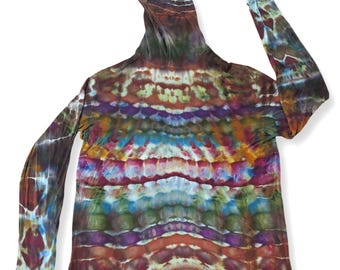 XL Red Psychedelic Trails Bamboo Tie Dye Outdoor Sun Shirt