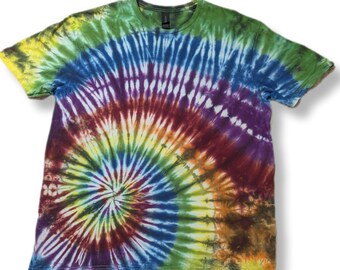Large Rainbow Spiral Tie Dye T Shirt