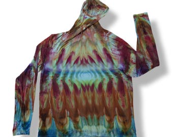 Large Horizontal Trails Bamboo Tie Dye Outdoor Sun Shirt