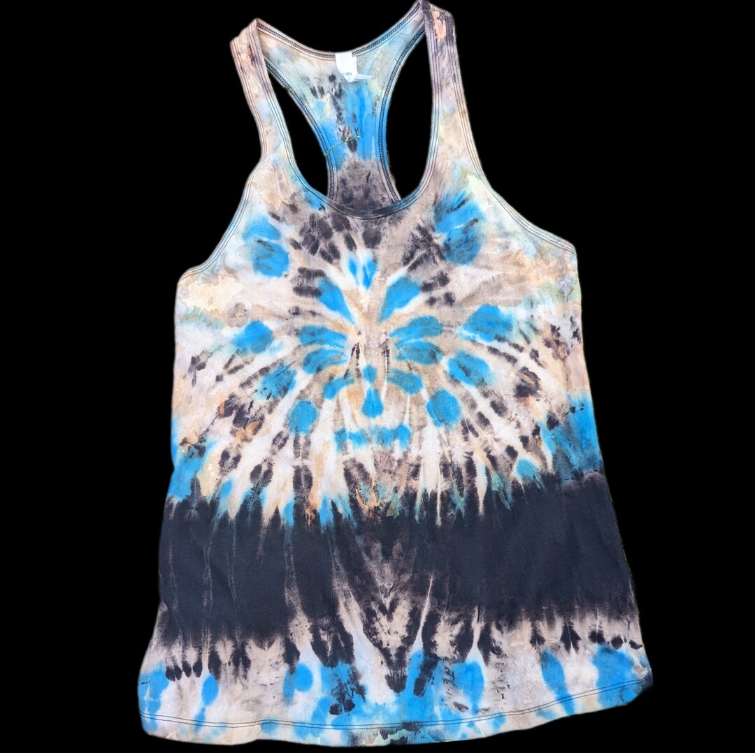 Large Blue Tie Dye Tank/tie Dye Racerback Tank/yoga Tie Dye Etsy