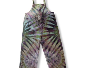 2X Double Fan Fold Ice Dye Linen Overalls