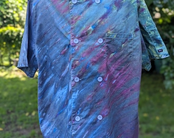 Large CHEF 360 Men's 2-Pocket Short Sleeve Reversible Double Breasted STRETCH Tie Dye Chef Coat