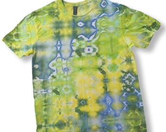 Large Lime Green Glitch Tie Dye T Shirt