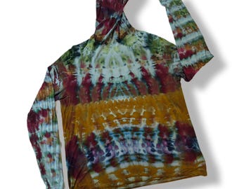 Large Orange Trails Bamboo Tie Dye Outdoor Sun Shirt
