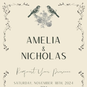Wedding Invite | Modern, Elegant, Classic, Emerald Green, Royal Blue, Beige, Wedding Invitation Template