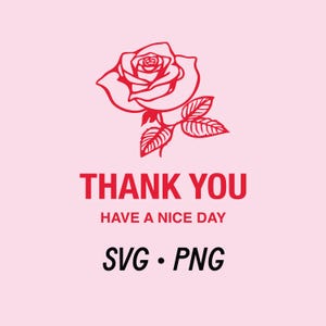 Bolsa de compras de agradecimiento con rosa rosa (gráfico SVG, PNG, descargas de diseños, imágenes prediseñadas, diseño de camiseta, bolsa de compras de plástico reutilizable)