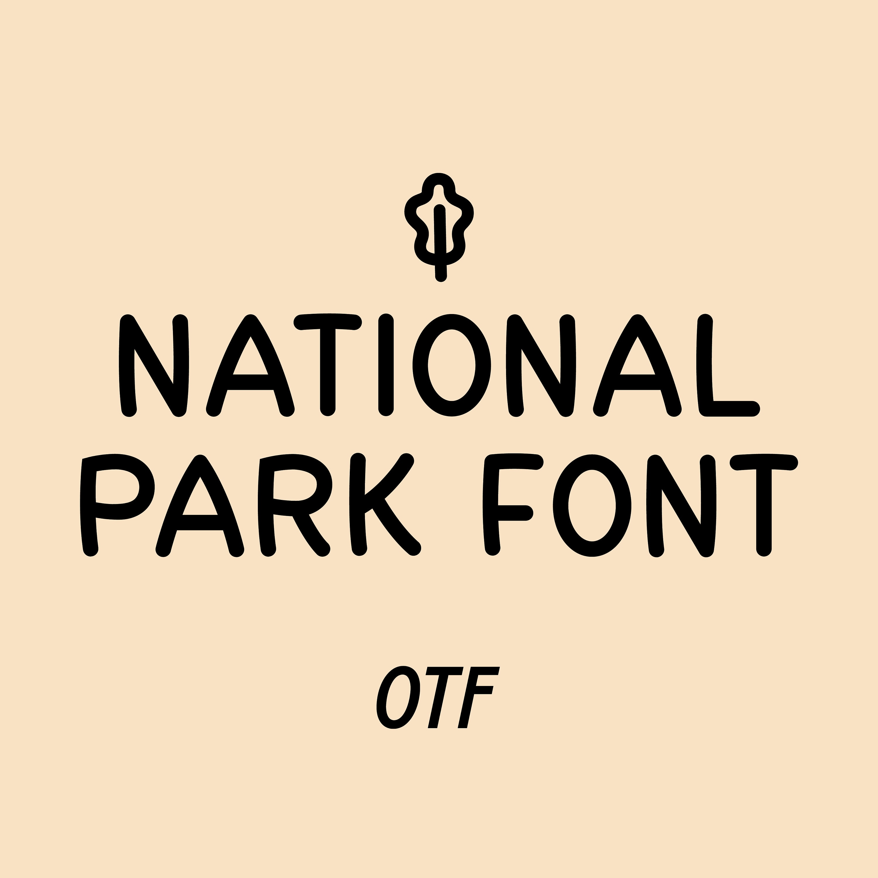 National Park Sign Font OTF, Signage Cartoon Designs Downloads, Font