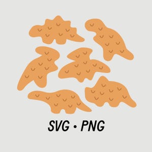 Dinosaur Nuggets SVG PNG | Design Downloads, PNG Clipart, Shirt Invite Design, Girls Boys Birthday Graphic Chicken Nuggets Cute Cartoon