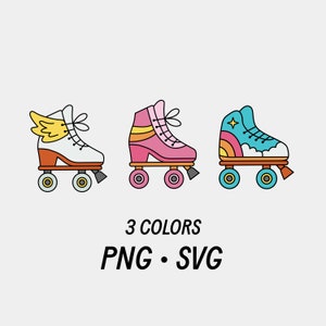 Retro Roller Skates PNG svg Cosmic Roller Disco / Diseños Descargas Clipart, Diseño de camisa, 70s Space Party Bachelorette Pink Birthday Invite
