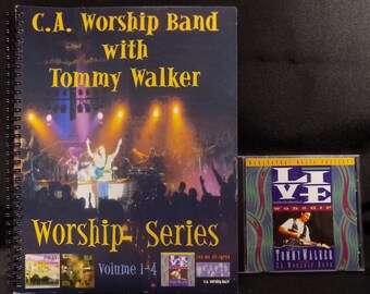 Tommy Walker, C.A. Worship Band With Tommy Walker Worship Series, Vol 1-4 1999 songbook and CD, sheet music, 93 pages, 42 songs, like new