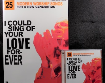 May include: A book and CD set titled "25 Modern Worship Songs for a New Generation" with a red and white cover featuring the text "I Could Sing of Your Love Forever".