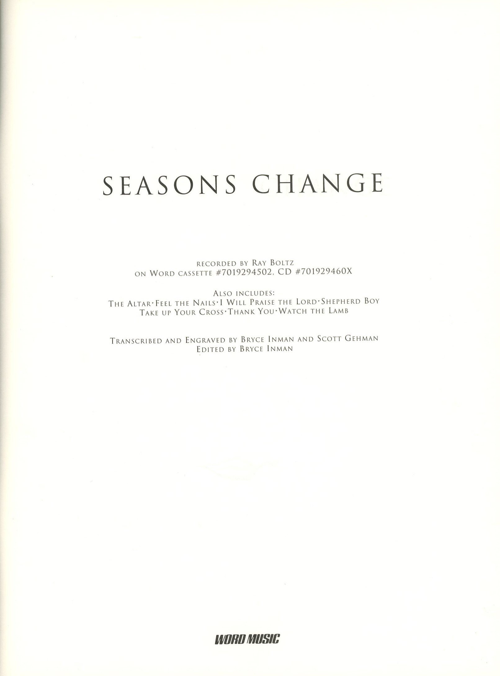 Ray Boltz Seasons Change Songbook 1992 Sheet Music 148 Pages Etsy