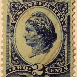 R152 Scott US Internal Revenue 2c dark blue 1975-1978 Liberty used stamp.